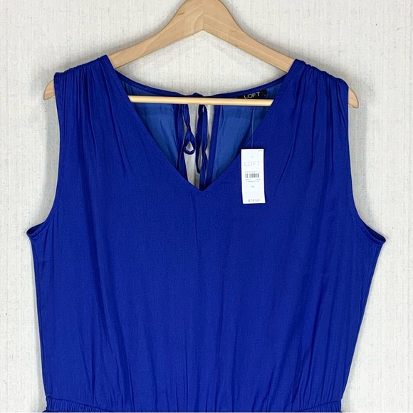 Ann Taylor~Loft~NWT~Blue Satin‎ Sleeveless Romper~Sz M - Picture 4 of 12
